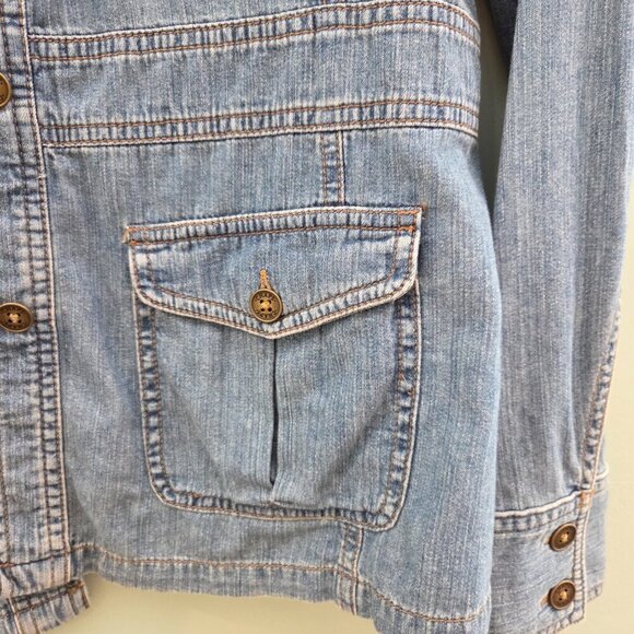 CHAPS DENIM LIGHTWEIGHT JACKET WITH FOUR POCKETS SIZE MEDIUM - Picture 4 of 15